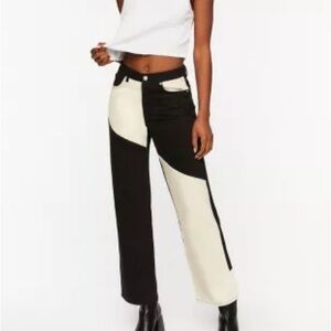 Forever 21 Premium High Rise Wide Leg Color-block Denim Jeans Size 27